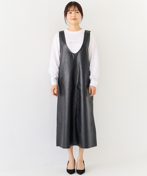 INCEDE（インシード）の「前後2WAYエコレザージャンパースカート（ジャンパースカート・レディース・ブラック/ブラウン・4L/L/LL/3L/M）」の5枚目の写真