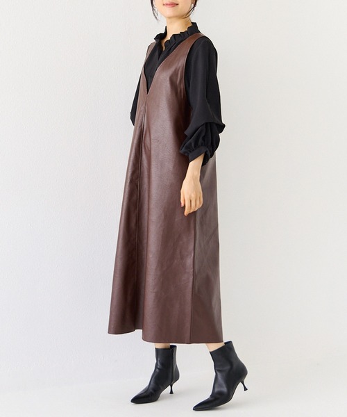 INCEDE（インシード）の「前後2WAYエコレザージャンパースカート（ジャンパースカート・レディース・ブラック/ブラウン・4L/L/LL/3L/M）」の14枚目の写真