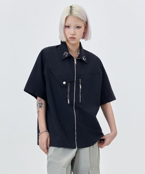 【セール】A'GEM/9 × .kom『MadeExtreme／メイドエクストリーム』ジップデザイン半袖シャツ（シャツ/ブラウス）｜A‘gem 9（エージェムナイン）