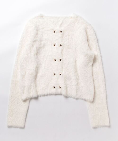 Jasmine Grandiflorum（ジャスミングランディフローラム）の「【Jasmine】シャギーニットカーディガン（カーディガン/ボレロ・レディース・ブラック/ホワイト/パープル・FREE）」の4枚目の写真