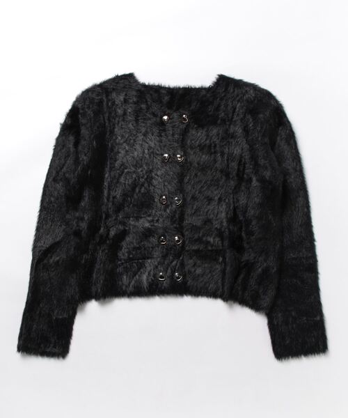 Jasmine Grandiflorum（ジャスミングランディフローラム）の「【Jasmine】シャギーニットカーディガン（カーディガン/ボレロ・レディース・ブラック/ホワイト/パープル・FREE）」の5枚目の写真