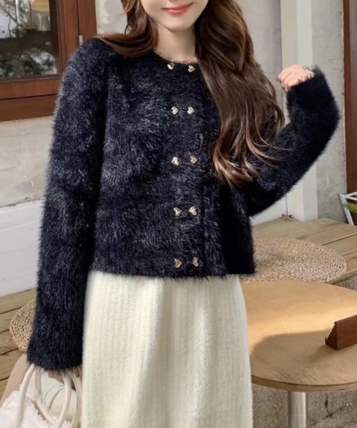 Jasmine Grandiflorum（ジャスミングランディフローラム）の「【Jasmine】シャギーニットカーディガン（カーディガン/ボレロ・レディース・ブラック/ホワイト/パープル・FREE）」の11枚目の写真