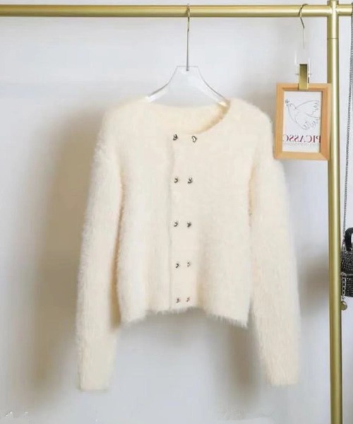 Jasmine Grandiflorum（ジャスミングランディフローラム）の「【Jasmine】シャギーニットカーディガン（カーディガン/ボレロ・レディース・ブラック/ホワイト/パープル・FREE）」の8枚目の写真