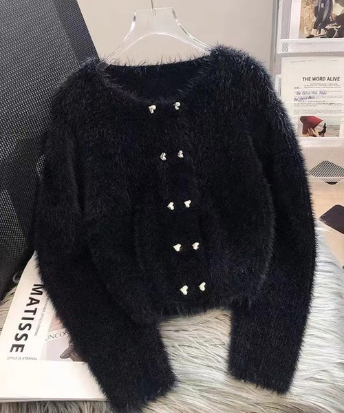 Jasmine Grandiflorum（ジャスミングランディフローラム）の「【Jasmine】シャギーニットカーディガン（カーディガン/ボレロ・レディース・ブラック/ホワイト/パープル・FREE）」の7枚目の写真