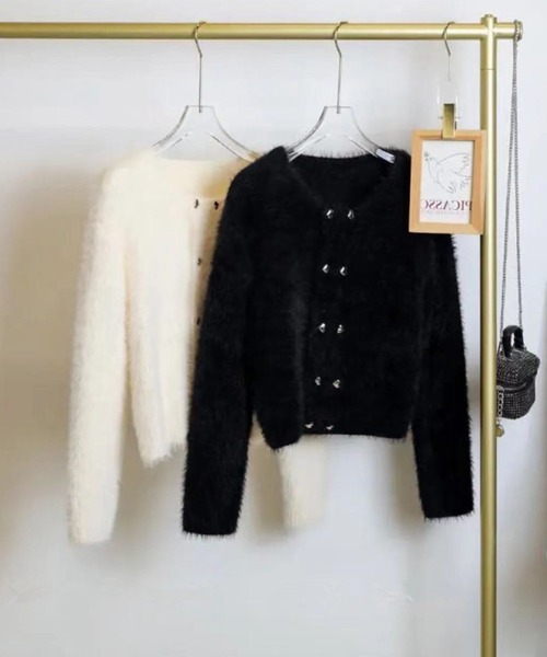 Jasmine Grandiflorum（ジャスミングランディフローラム）の「【Jasmine】シャギーニットカーディガン（カーディガン/ボレロ・レディース・ブラック/ホワイト/パープル・FREE）」の10枚目の写真