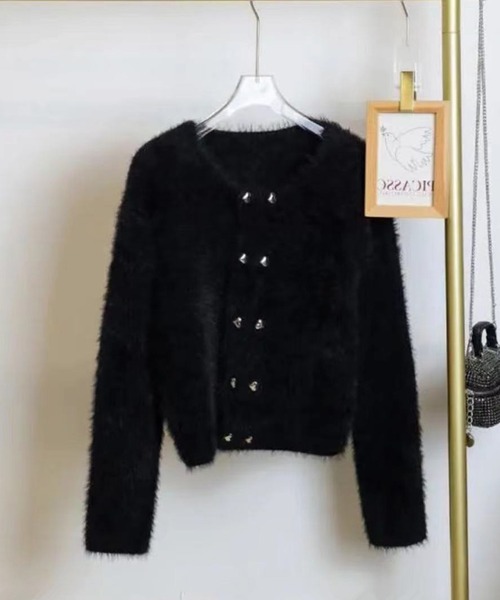 Jasmine Grandiflorum（ジャスミングランディフローラム）の「【Jasmine】シャギーニットカーディガン（カーディガン/ボレロ・レディース・ブラック/ホワイト/パープル・FREE）」の9枚目の写真