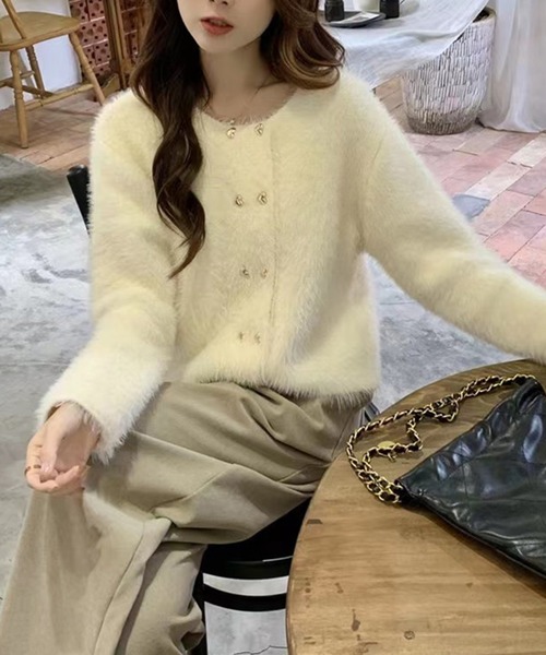 Jasmine Grandiflorum（ジャスミングランディフローラム）の「【Jasmine】シャギーニットカーディガン（カーディガン/ボレロ・レディース・ブラック/ホワイト/パープル・FREE）」の16枚目の写真