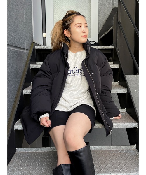 Ungrid（アングリッド）の「ミドル丈ルーズシルエットダウン（ダウンジャケット/コート・レディース・ブラック/アイボリー/グリーン・SMALL/MEDIUM）」の16枚目の写真