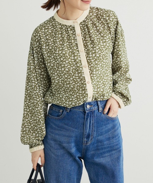 ELENCARE DUE（エレンカーレデュエ）の「・ELENCARE　DUEコバナパイピングブラウス（シャツ/ブラウス・レディース・カーキ/ブラック/オフホワイト/ブルー・FREE）」の3枚目の写真