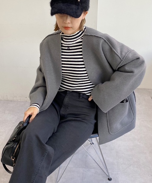 one after another NICE CLAUP（ワンアフターアナザーナイスクラップ）の「ワンポイント刺繍ハイネックトップス（ニット/セーター・レディース・ホワイト系その他/グレー/ブラック/オフホワイト・FREE）」の19枚目の写真