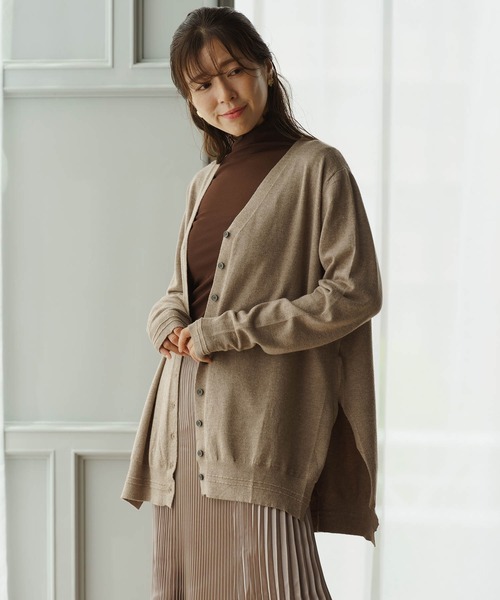 ZAKKA-BOX(ザッカボックス)の「ニットサイドスリットワイドカーディガン(カーディガン/ボレロ・レディース・ブラック/グレー系その他/ライトベージュ・FREE)」の2枚目の写真