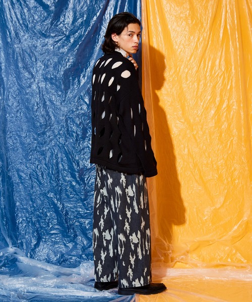 Adoon plain（アドーンプレーン）の「slash cut knit（ニット/セーター・メンズ・ブラック/アイボリー/グリーン・MEDIUM/LARGE）」の12枚目の写真