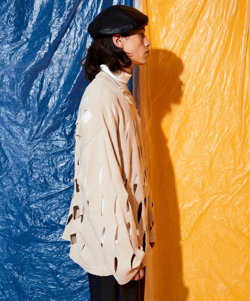 Adoon plain（アドーンプレーン）の「slash cut knit（ニット/セーター・メンズ・ブラック/アイボリー/グリーン・MEDIUM/LARGE）」の16枚目の写真