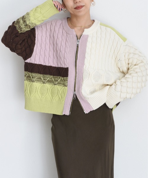 MIXケーブルニットZIPカーデ（カーディガン/ボレロ）｜Eimee Law