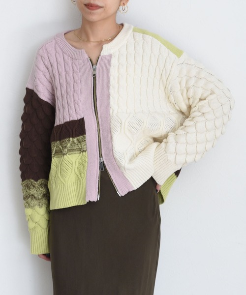 MIXケーブルニットZIPカーデ（カーディガン/ボレロ）｜Eimee Law