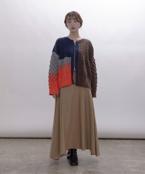Eimee Law（エイミーロウ）の「MIXケーブルニットZIPカーデ