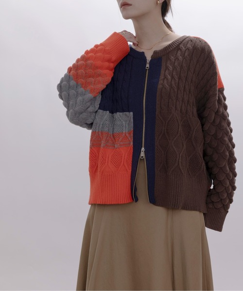 MIXケーブルニットZIPカーデ Eimee Law│Eimee Law & LHELBIE