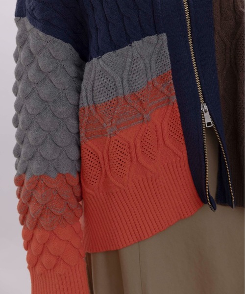 MIXケーブルニットZIPカーデ（カーディガン/ボレロ）｜Eimee Law