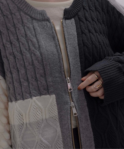 MIXケーブルニットZIPカーデ（カーディガン/ボレロ）｜Eimee Law