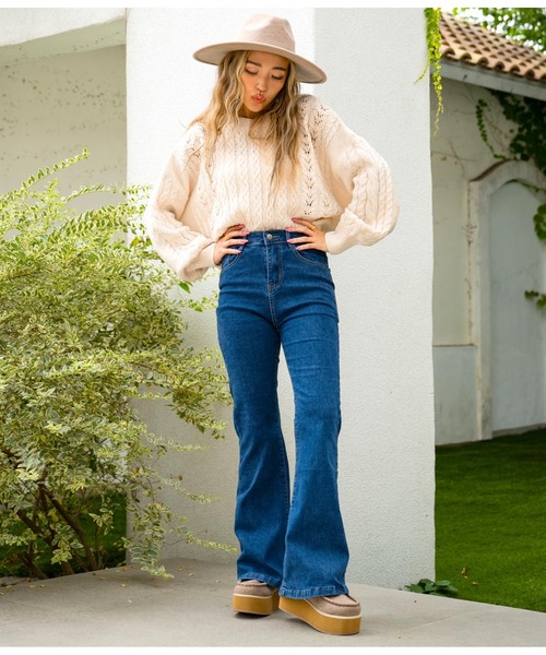 anap mimpi(アナップミンピ)の「ストレッチ ベルボトム デニム パンツ(デニムパンツ・レディース・ブルー・S/M)」の7枚目の写真