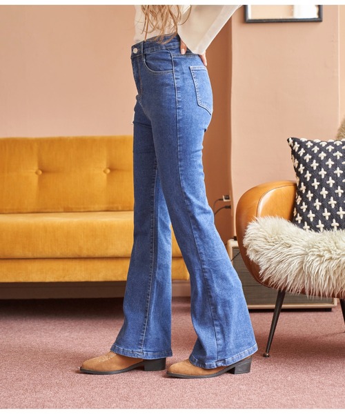 anap mimpi(アナップミンピ)の「ストレッチ ベルボトム デニム パンツ(デニムパンツ・レディース・ブルー・S/M)」の9枚目の写真