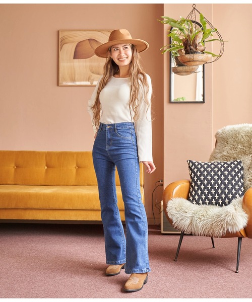 anap mimpi(アナップミンピ)の「ストレッチ ベルボトム デニム パンツ(デニムパンツ・レディース・ブルー・S/M)」の13枚目の写真