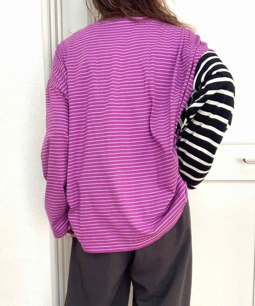 Q（キュー）の「ボーダーロンT（Tシャツ/カットソー・レディース・ホワイト系/ブラック系・MEDIUM）」の13枚目の写真