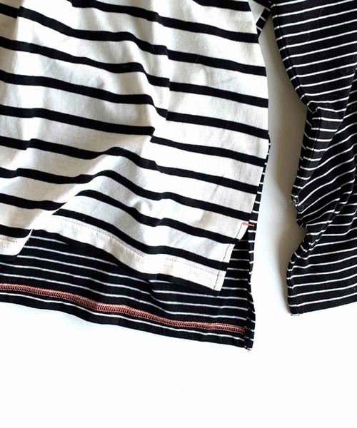 Q（キュー）の「ボーダーロンT（Tシャツ/カットソー・レディース・ホワイト系/ブラック系・MEDIUM）」の14枚目の写真