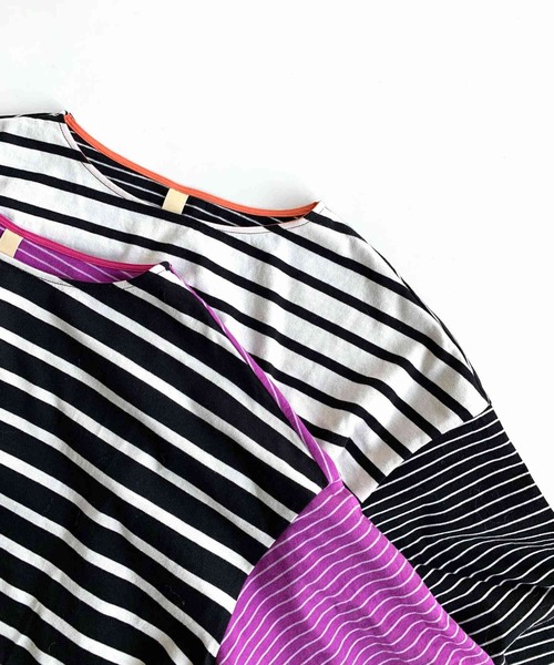 Q（キュー）の「ボーダーロンT（Tシャツ/カットソー・レディース・ホワイト系/ブラック系・MEDIUM）」の8枚目の写真