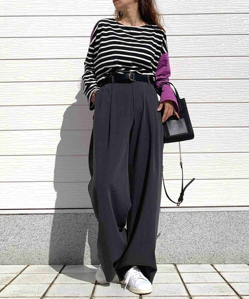 Q（キュー）の「ボーダーロンT（Tシャツ/カットソー・レディース・ホワイト系/ブラック系・MEDIUM）」の15枚目の写真