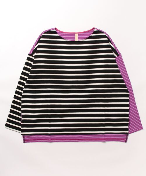 Q（キュー）の「ボーダーロンT（Tシャツ/カットソー・レディース・ホワイト系/ブラック系・MEDIUM）」の4枚目の写真