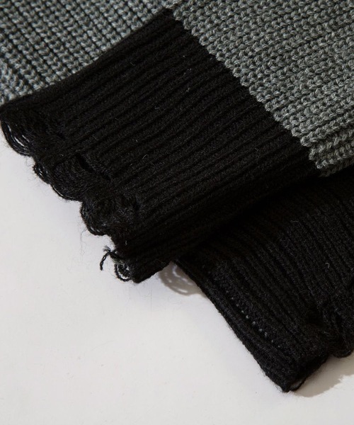 HOOK（フック）の「【HOOK】for girls 刺繍入りスクエアネックショット丈ニットソー　裾フリンジ（ニット/セーター・レディース・グレー/ライトベージュ・S/M）」の22枚目の写真