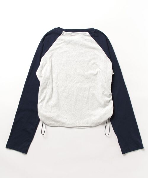 LADY LIKE(レディライク)の「脇ドローストリングラグランロングTシャツ(Tシャツ/カットソー・レディース・ネイビー/ブラック/ブラウン・M)」の4枚目の写真