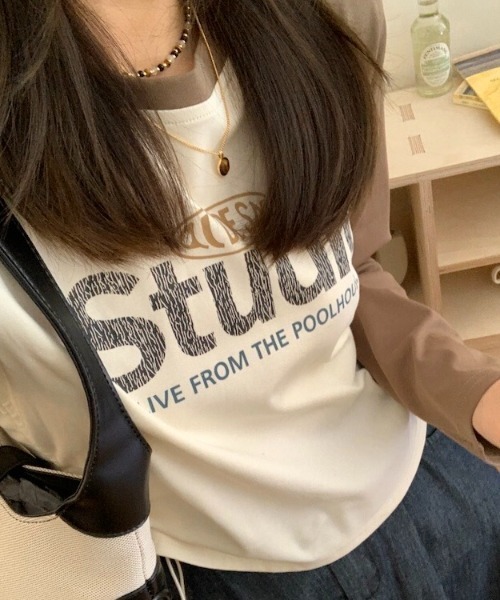 LADY LIKE(レディライク)の「脇ドローストリングラグランロングTシャツ(Tシャツ/カットソー・レディース・ネイビー/ブラック/ブラウン・M)」の3枚目の写真