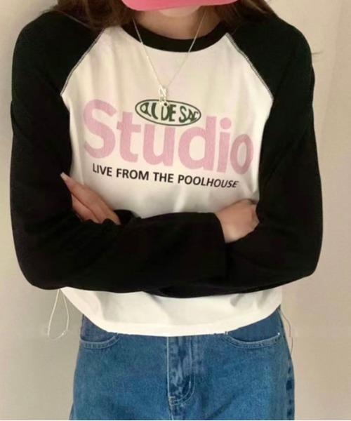 LADY LIKE(レディライク)の「脇ドローストリングラグランロングTシャツ(Tシャツ/カットソー・レディース・ネイビー/ブラック/ブラウン・M)」の2枚目の写真