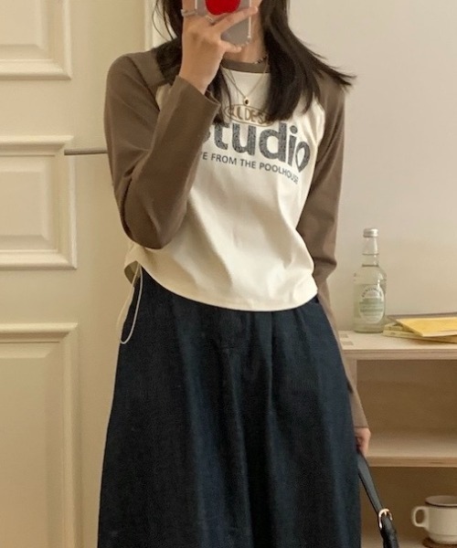 LADY LIKE(レディライク)の「脇ドローストリングラグランロングTシャツ(Tシャツ/カットソー・レディース・ネイビー/ブラック/ブラウン・M)」の6枚目の写真