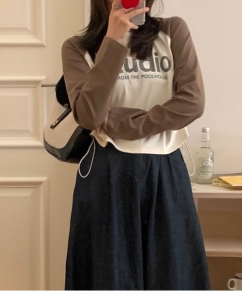 LADY LIKE(レディライク)の「脇ドローストリングラグランロングTシャツ(Tシャツ/カットソー・レディース・ネイビー/ブラック/ブラウン・M)」の7枚目の写真