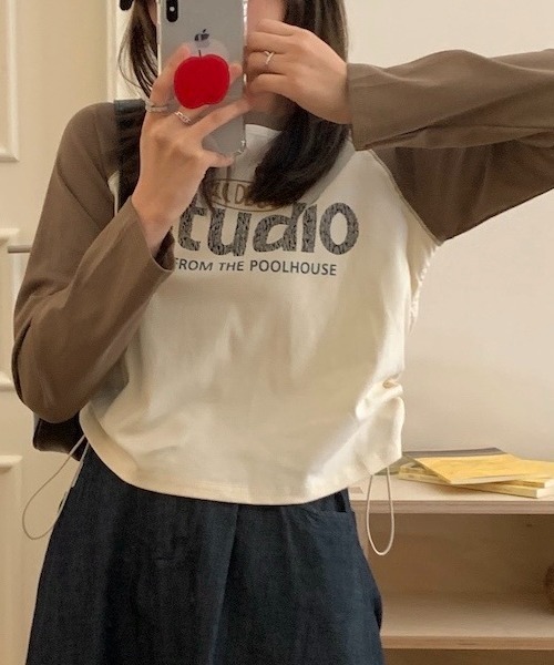 LADY LIKE(レディライク)の「脇ドローストリングラグランロングTシャツ(Tシャツ/カットソー・レディース・ネイビー/ブラック/ブラウン・M)」の8枚目の写真