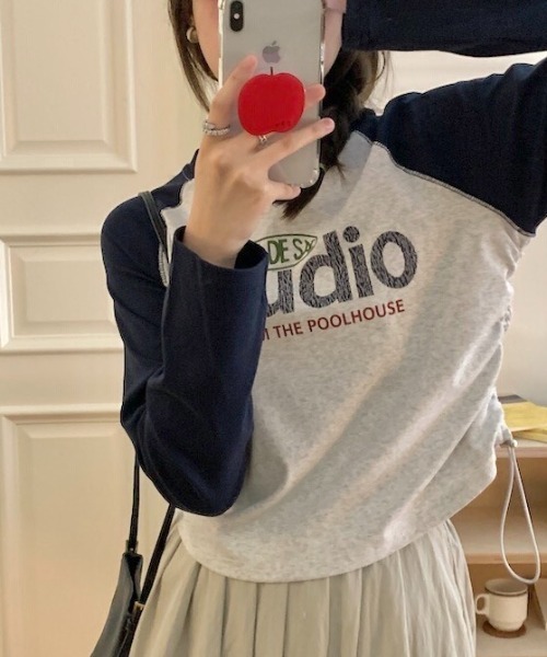 LADY LIKE(レディライク)の「脇ドローストリングラグランロングTシャツ(Tシャツ/カットソー・レディース・ネイビー/ブラック/ブラウン・M)」の10枚目の写真
