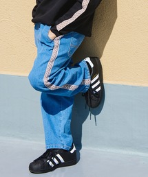 PAIRMANON STREET | 【PAIRMANON STREET】 ネイティブ風 サイドライン トラック デニム パンツ(デニムパンツ)