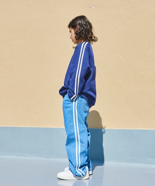 PAIRMANON STREET（ペアマノンストリート）の「【PAIRMANON STREET】 ネイティブ風 サイドライン トラック デニム パンツ（デニムパンツ・キッズ・ブルー系その他/ライトブルー/ダークブルー/ブルー・90/100/140/150/120/130/110）」の6枚目の写真