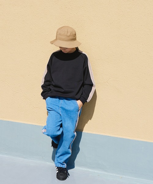 PAIRMANON STREET（ペアマノンストリート）の「【PAIRMANON STREET】 ネイティブ風 サイドライン トラック デニム パンツ（デニムパンツ・キッズ・ブルー系その他/ライトブルー/ダークブルー/ブルー・90/100/140/150/120/130/110）」の8枚目の写真