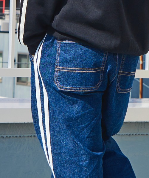 PAIRMANON STREET（ペアマノンストリート）の「【PAIRMANON STREET】 ネイティブ風 サイドライン トラック デニム パンツ（デニムパンツ・キッズ・ブルー系その他/ライトブルー/ダークブルー/ブルー・90/100/140/150/120/130/110）」の11枚目の写真