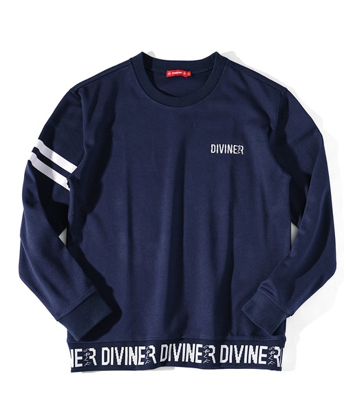DIVINER GOLF（ディバイナー ゴルフ）の「【DIVINER GOLF】裾ロゴジャガードコットントレーナー メンズ ゴルフウェア ゴルフスウェット 春服（ゴルフグッズ・メンズ・ライム/ネイビー・M/L/XL/XXL）」の3枚目の写真