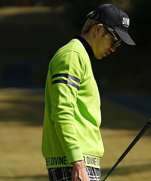 DIVINER GOLF（ディバイナー ゴルフ）の「【DIVINER GOLF】裾ロゴジャガードコットントレーナー メンズ ゴルフウェア ゴルフスウェット 春服（ゴルフグッズ・メンズ・ライム/ネイビー・M/L/XL/XXL）」の11枚目の写真