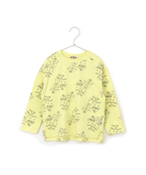 MAKE YOUR DAY（メイクユアデイ）の「HUMBERGER＆HOTDOG総柄長袖Tシャツ■80～140cm（Tシャツ/カットソー・キッズ・オレンジ/イエロー・140/130/80/120/90/110/100）」の8枚目の写真