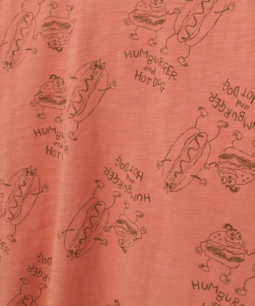 MAKE YOUR DAY（メイクユアデイ）の「HUMBERGER＆HOTDOG総柄長袖Tシャツ■80～140cm（Tシャツ/カットソー・キッズ・オレンジ/イエロー・140/130/80/120/90/110/100）」の12枚目の写真