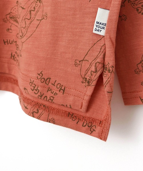 MAKE YOUR DAY（メイクユアデイ）の「HUMBERGER＆HOTDOG総柄長袖Tシャツ■80～140cm（Tシャツ/カットソー・キッズ・オレンジ/イエロー・140/130/80/120/90/110/100）」の13枚目の写真