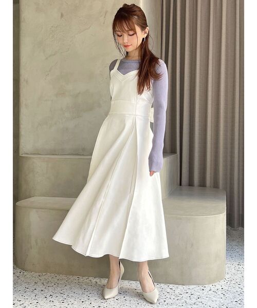 RESEXXY（リゼクシー）の「プリーツフレアデニムジャンスカ（ジャンパースカート・レディース・インディゴブルー/ホワイト/ブラック・FREE）」の7枚目の写真