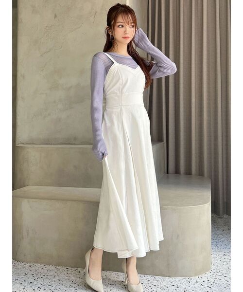 RESEXXY（リゼクシー）の「プリーツフレアデニムジャンスカ（ジャンパースカート・レディース・インディゴブルー/ホワイト/ブラック・FREE）」の8枚目の写真